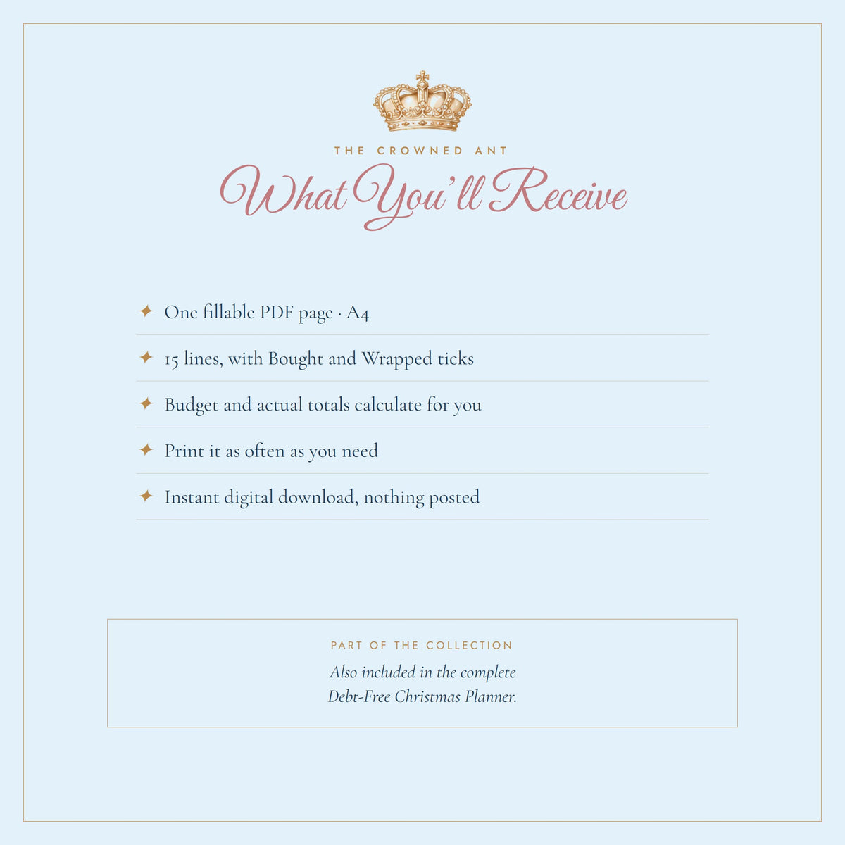 Christmas Gift Register | Fillable PDF Gift List with Automatic Totals