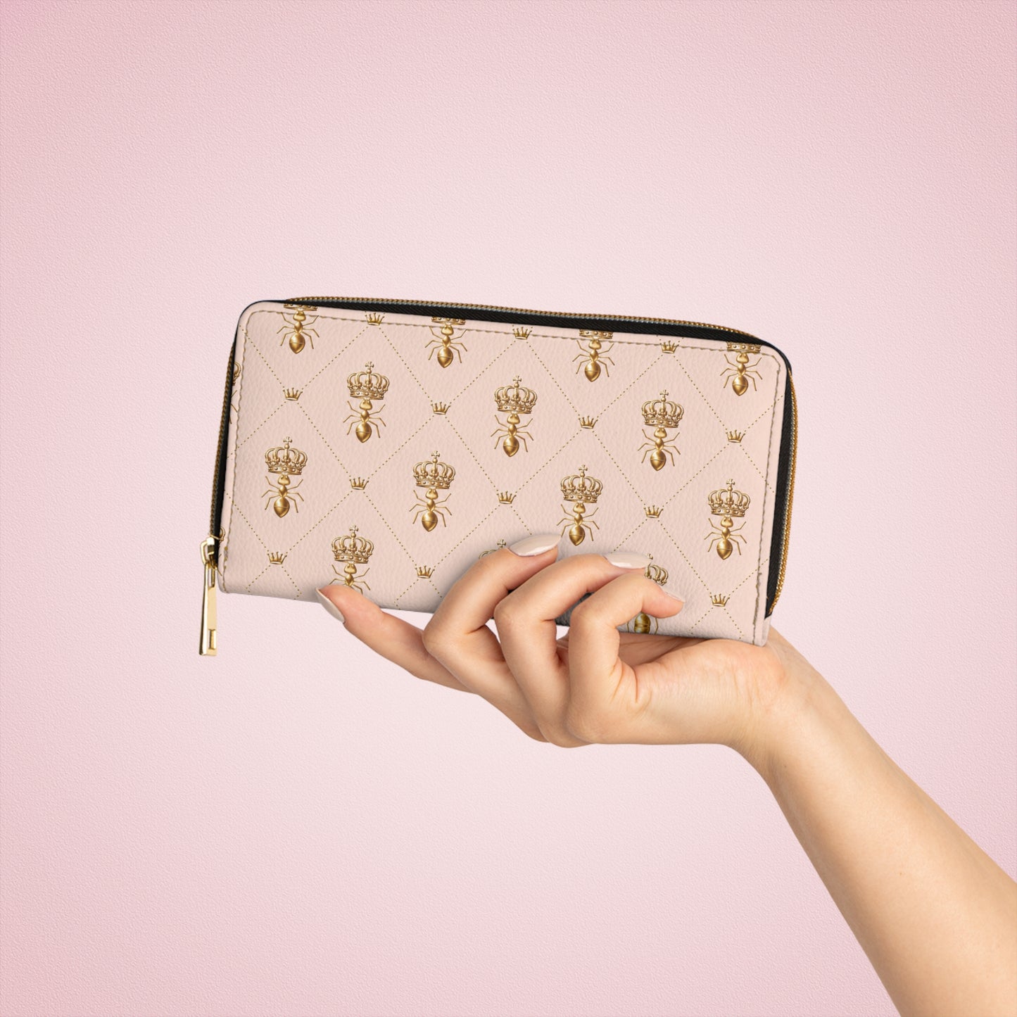 Crowned Ant Stewardship Wallet™- Pink Quilted Ant & Crown  Pattern