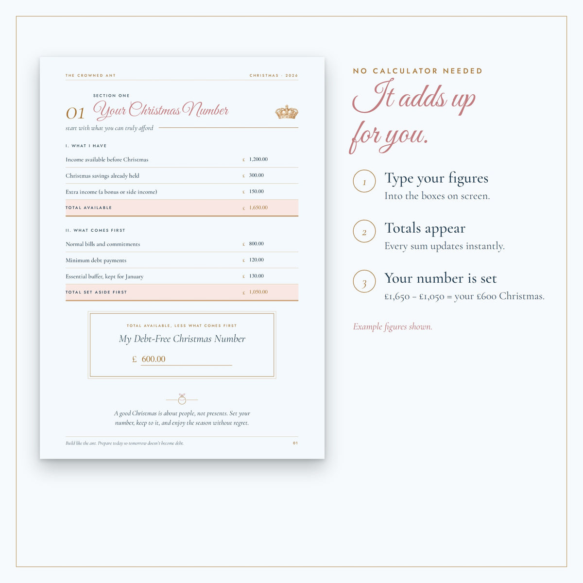 The Debt-Free Christmas Planner | Fillable PDF with Automatic Totals