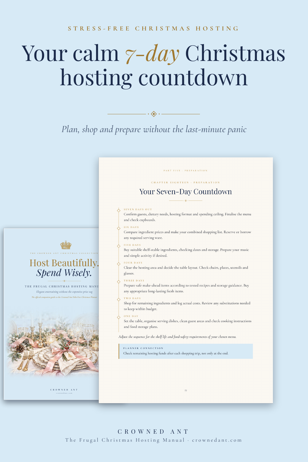 Host Beautifully. Spend Wisely.  The Frugal Christmas Hosting Manual. Elegant Christmas entertaining without the expensive price tag.